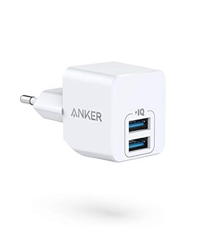 Anker PowerPort Mini caricatore da parete Dual Caricatore USB estremamente compatto, 2,5 A di potenza per iPhone XS/XS Max/XR/X/8/7/6/Plus, iPad Pro/Air 2/Mini 4, Samsung, e molti altri