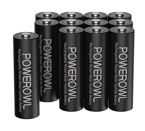 Batterie AA Stilo POWEROWL 2800mAh ad Alta Capacità 1,2V Batterie Ricaricabili AA NI-MH Diametro 14.4mm a Basso Consumo (12 pezzi, ricaricabile circa 1200 volte)