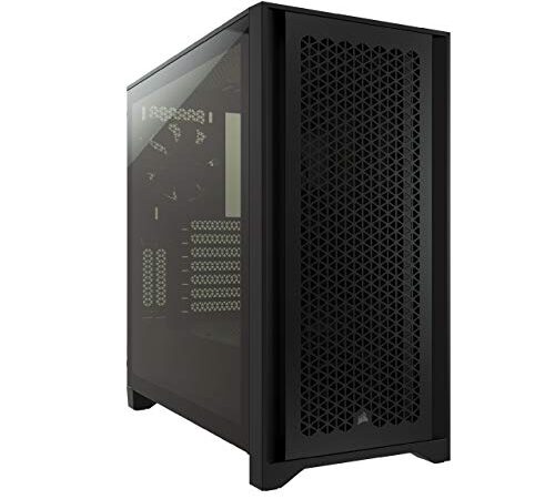 Corsair 4000D Airflow Case ATX Mid-Tower con Vetro Temperato, Pannello Anteriore a Flusso d'aria Elevato, Laterale , Ampio Spazio Interno, Due 120 mm Ventole Incluse, Nero