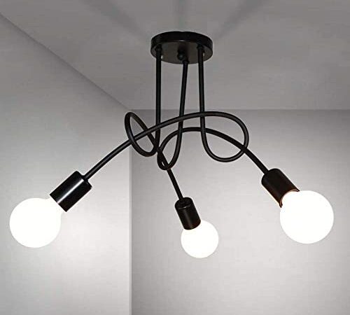 DAXGD Plafoniera moderna, Lampade da soffitto in ferro vintage E27, Lampadario a 3 luci per Soggiorno Cucina Ristorante, Diametro 55 cm (Non includere lampadine)