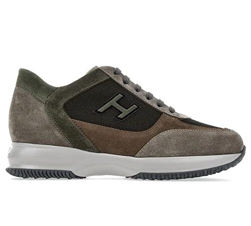 Hogan Sneaker da Uomo&nbsp Interactive Grigio, Verde e Marrone - HXM00N0Q101 MH6543L - Taglia 7