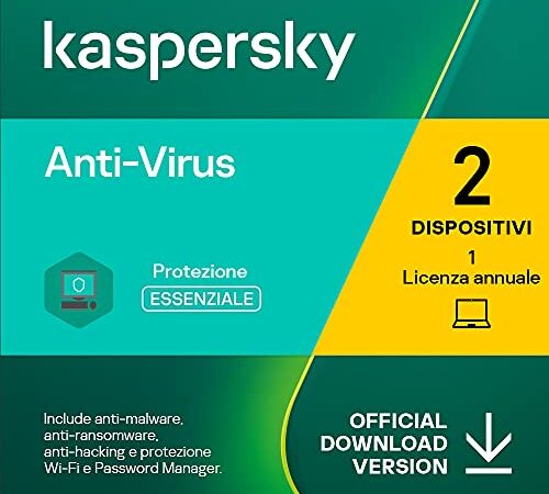 Kaspersky Anti-Virus 2023 | 2 Dispositivi | 1 Anno | PC | Codice d'attivazione via email