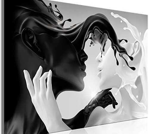 murando Quadro Coffee&Milk Amore 120x80 cm 1 pezzo Stampa su tela in TNT XXL Immagini moderni Murale Fotografia Grafica Decorazione da parete Astratto Viso nero bianco h-C-0213-b-a