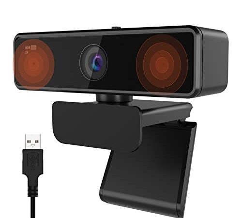 Nuroum V11 Webcam PC con Microfono, 2K Business Webcam Full HD 1080P/60fps, 90°Grandangolo/Copertura Privacy/Correzione di Luce, USB Plug&Play per Videochiamate Conferenze Laptop Skype/Zoom/FaceTime