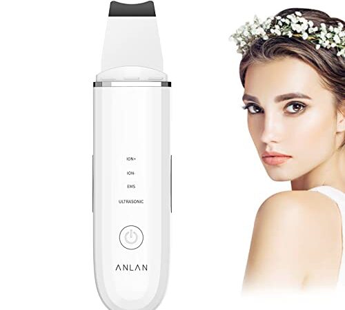 Pulizia Viso, ANLAN Skin Scrubber Ultrasuoni Professionale per Pulizia Profonda la Viso Peeling e Cura,4 modalità Rimozione di Comedone, USB Ricaricabile