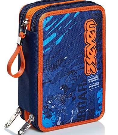 Seven Fly Stars, Astuccio 3 Scomparti Completo Di Matite Penne Unisex Bambini, Blue (Blu), Taglia Unica