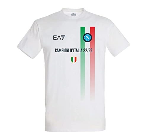 SSC NAPOLI T-Shirt CELEBRATIVA Campioni d'Italia 22/23, Adulto, XL, Bianco